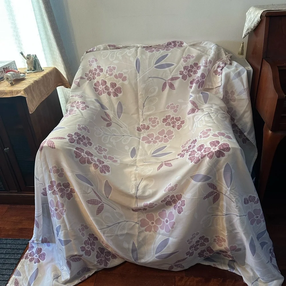 Floral Purple shower curtain with matching rings